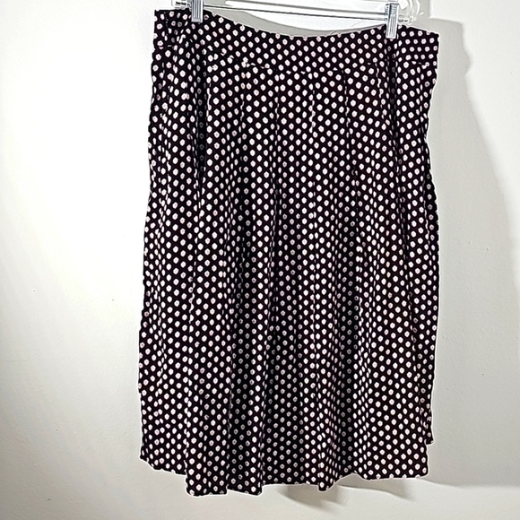 Talbots midi skirt. Size 12. Black with pink/white geometric print. Lined - Picture 1 of 8